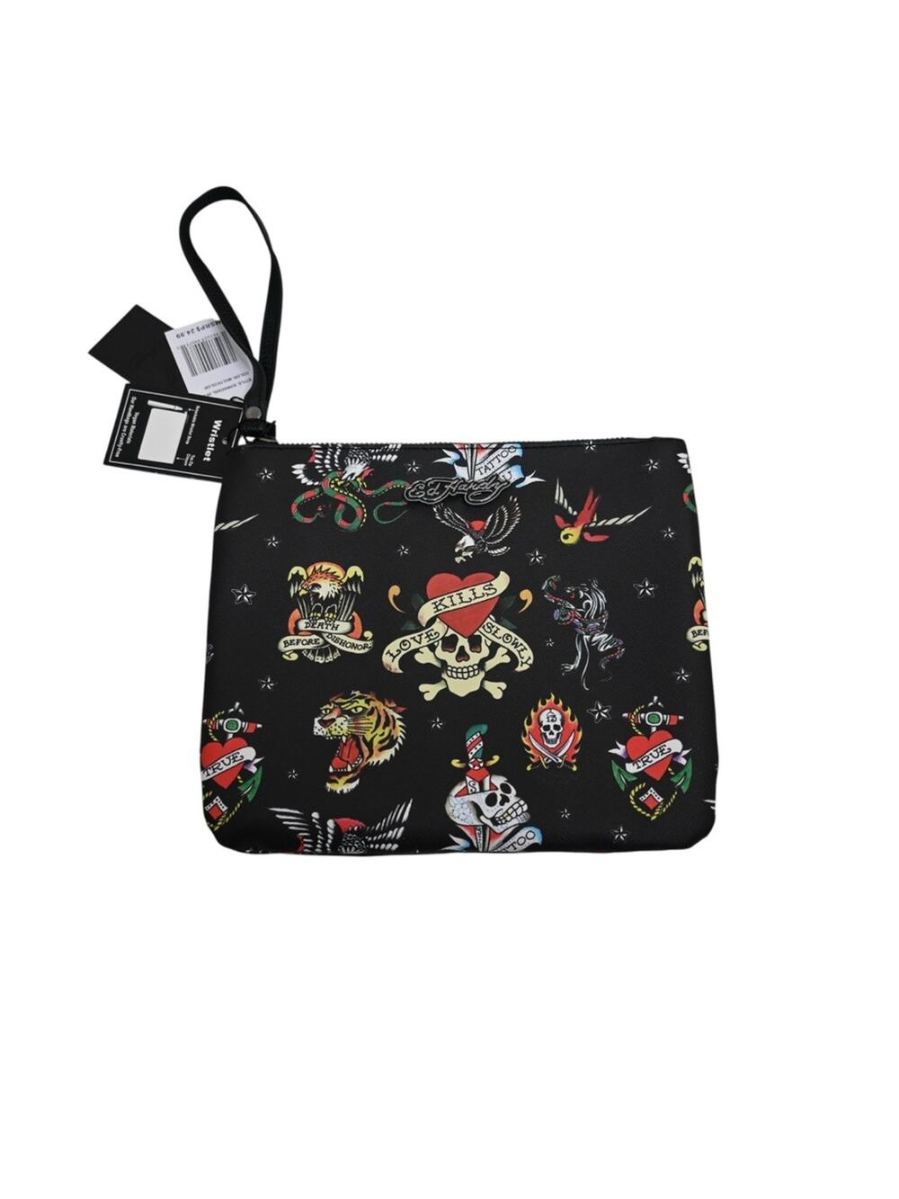 Ed Hardy Black Tattoo Print Wristlet